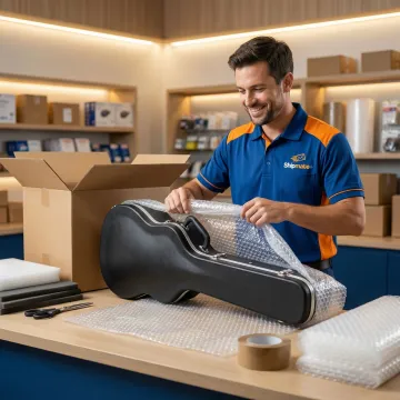Professional packing and shipping of musical instruments at ShipMate+ in Vista, CA