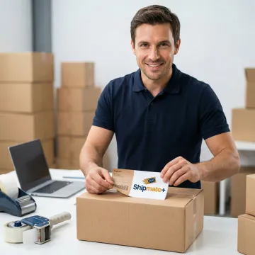 ShipMate+ team preparing and labeling a private label blind shipment package