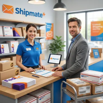 ShipMate+ staff setting up a commercial shipping account for a business client