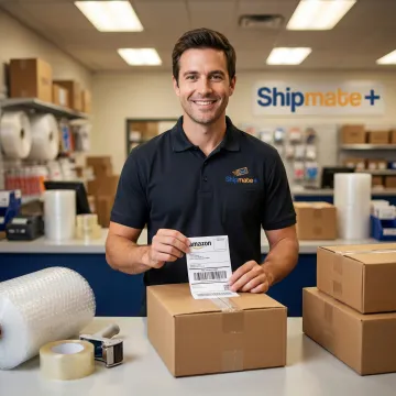 Step-by-step FBA shipment preparation process at a professional pack and ship store