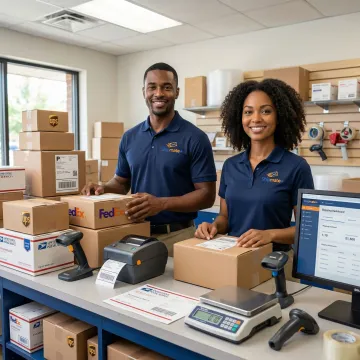 High volume package shipping service in Nashville with stacked parcels and multi-carrier options