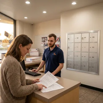 Private mailbox rental counter