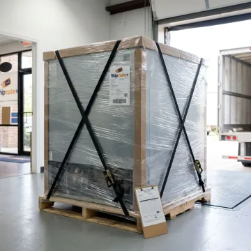 Oversize freight prepared for hauling