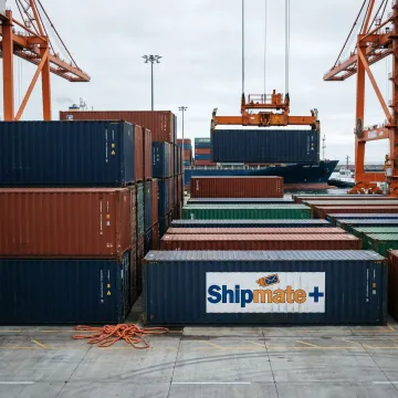 Shipping containers being loaded for international freight