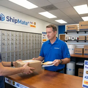 Secure private mailbox rental lobby