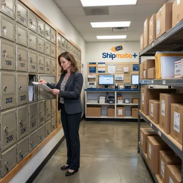 Secure private mailbox rental lobby