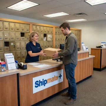 Private mailbox rental lobby with secure mailboxes