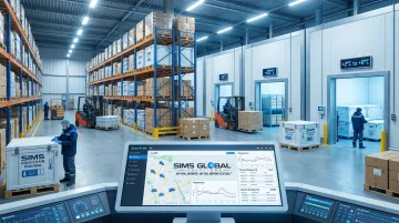 Sims Global Solutions warehouse network and SimsTrak shipment tracking dashboard