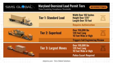 Maryland crane permit size and weight threshold tiers infographic