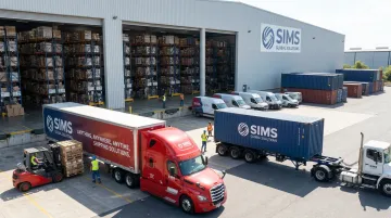 Sims Global Solutions multi-modal inland freight network with trucks and containers