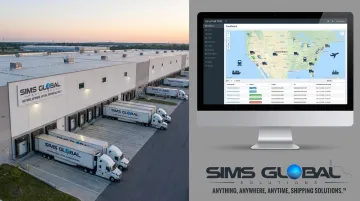 Sims Global Solutions warehouse network and SimsTrak tracking dashboard interface