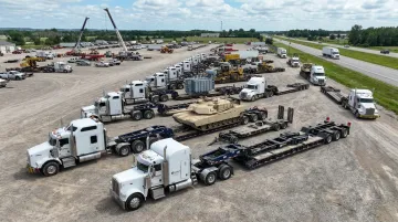 Sims Global Solutions heavy haul fleet with RGN and lowboy trailers
