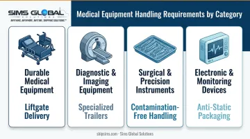 Four medical equipment categories comparison chart with handling requirements