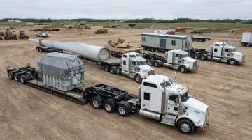 Sims Global Solutions heavy-haul fleet with RGN and lowboy trailers