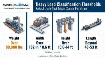 Legal weight width height and length thresholds defining heavy load classification
