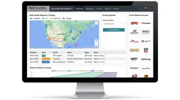 Sims Global Solutions SimsTrak TMS dashboard displaying multi-modal shipment tracking and routing