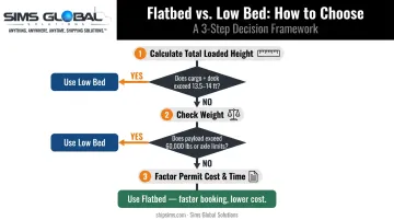 Three-step low bed versus flatbed trailer selection decision framework flowchart