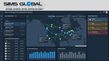 SimsTrak TMS dashboard tracking heavy haul carrier network shipments