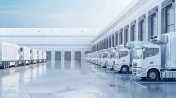 Schneider National refrigerated trailer fleet parked at distribution hub