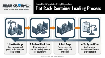 4-step flat rack container cargo loading and securing process