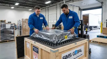 Specialized data center logistics carrier loading server equipment with ESD-safe packaging