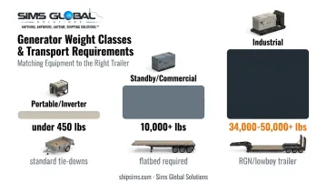Generator weight classes comparison from portable to industrial units