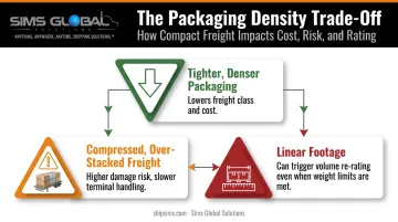 Freight density packaging trade-offs affecting LTL freight class and cost
