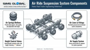 Four key components of air ride flatbed suspension system diagram