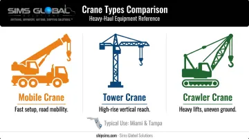 Mobile tower and crawler crane types comparison for Florida jobsites