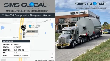 SimsTrak transportation management system dashboard tracking heavy haul shipment visibility