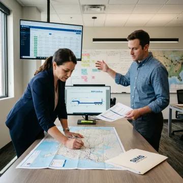Specialized logistics team planning complex freight shipment