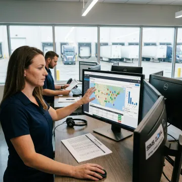Logistics team coordinating drop trailer freight