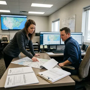 Heavy cargo logistics team planning an oversized shipment