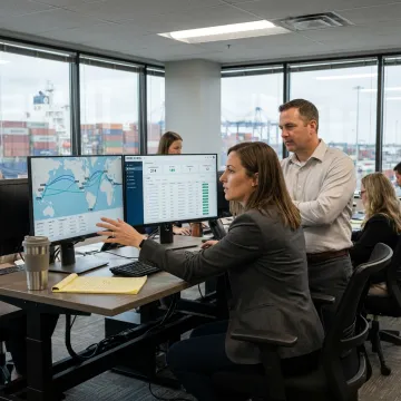 Logistics coordinator planning ocean freight routes