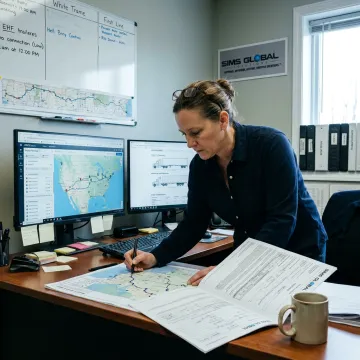 Logistics team planning a heavy haul route