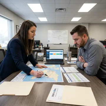 Logistics team planning international heavy equipment transport