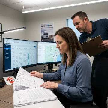 Logistics coordinator planning dangerous goods freight shipment