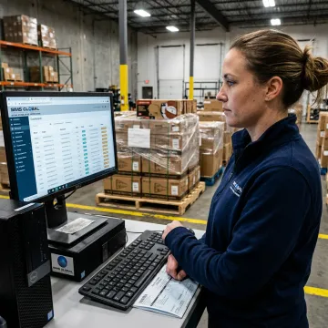 Logistics coordinator tracking sports equipment shipment