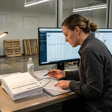 Logistics coordinator tracking Canada-bound freight