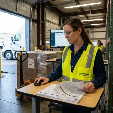 Logistics coordinator tracking freight shipments
