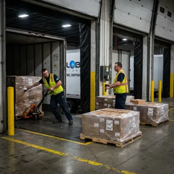 LTL freight being loaded at a Chicago warehouse