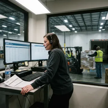 Logistics coordinator tracking Chicago freight shipments