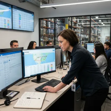 Logistics coordinator tracking air freight shipment
