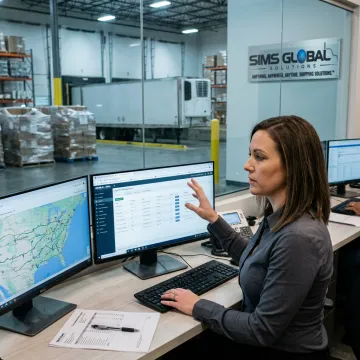 Logistics coordinator monitoring refrigerated freight shipment