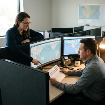 Logistics team tracking ocean and air freight shipments