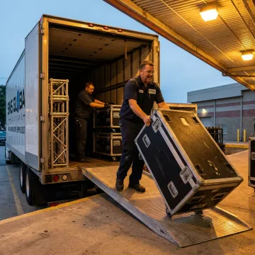 Concert equipment being loaded for transport
