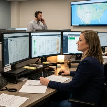 Logistics team tracking event equipment shipments