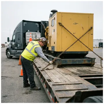 Industrial generator loaded on heavy haul trailer
