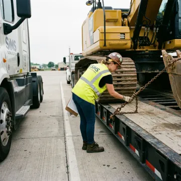 Heavy haul truck being inspected before equipment transport