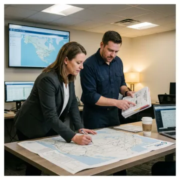 Logistics team planning an oilfield heavy haul shipment